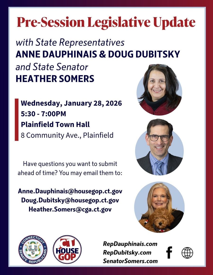 Plainfield Pre-Session Legislative Update - Wednesday, January 28th at Plainfield Town Hall